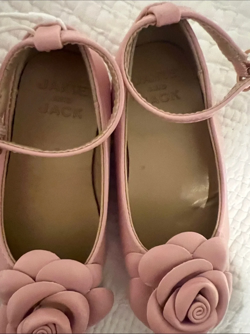 Janie and Jack Pink Floral Ballet Flats with Ankle Strap